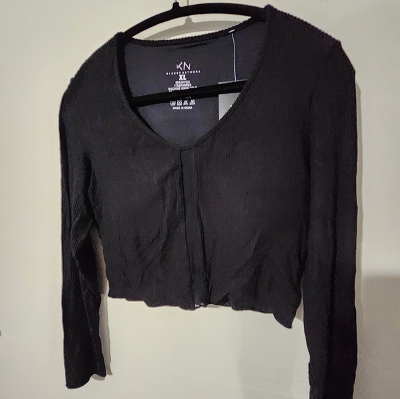 Brami Mesh cut out long sleeve crop top XL Black - Picture 5 of 5